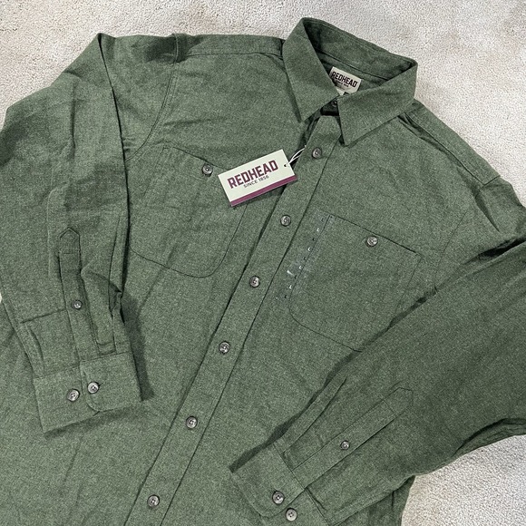RedHead Other - REDHEAD Men's Large Oliver Green Long Sleeve Button Down Flannel Shirt NWT